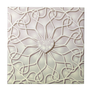 Azulejo Rosa Geométrico de Oro Patrón de Corazón de AMOR