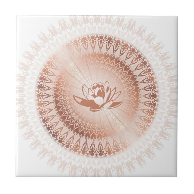 Azulejo Rosa Gold White Lotus Mandala (Frente)