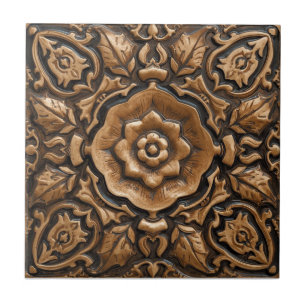 Azulejo Rosa Mackintosh Relieve Falso Artes y Oficios Repr