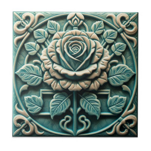 Azulejo Rosa Mackintosh Repro Arte en Falso Relieve