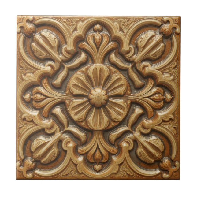 Azulejo Rosa Mackintosh Repro Arte en Falso Relieve (Frente)