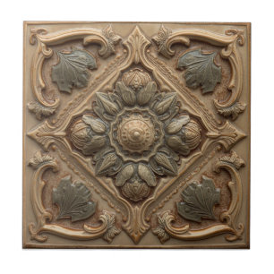 Azulejo Rosa Mackintosh Repro Arte en Falso Relieve