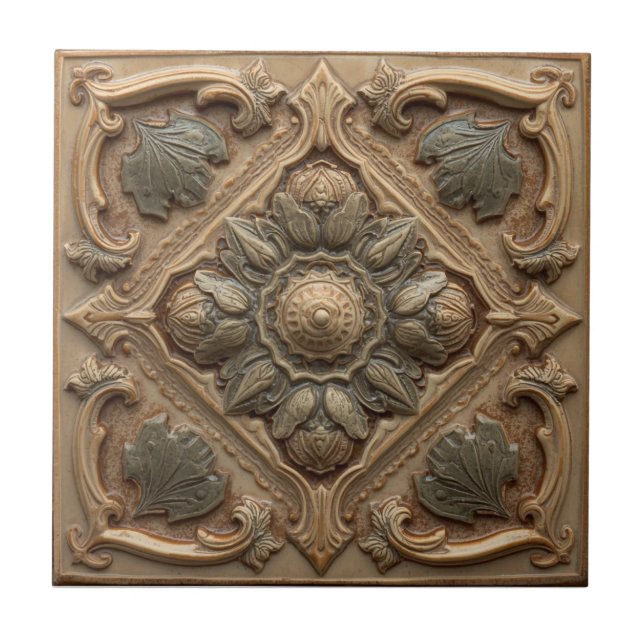 Azulejo Rosa Mackintosh Repro Arte en Falso Relieve (Frente)