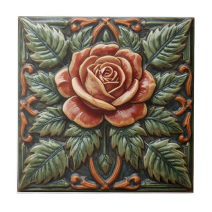 Azulejo Rosa Mackintosh Repro Arte en Falso Relieve Artes 