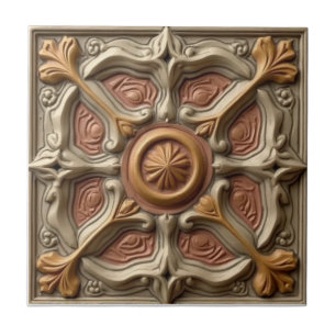 Azulejo Rosa Mackintosh Repro Arte en Falso Relieve Artes