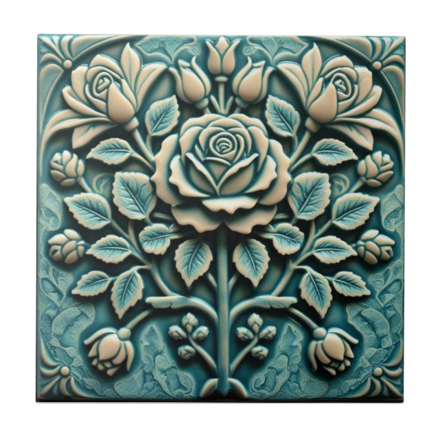 Azulejo Rosa Mackintosh Repro Arte en Falso Relieve Arts & (Frente)