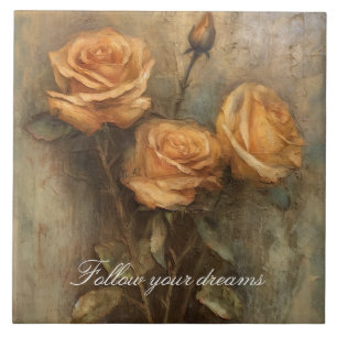 Azulejo Rosa Melocotón Floral Romántico