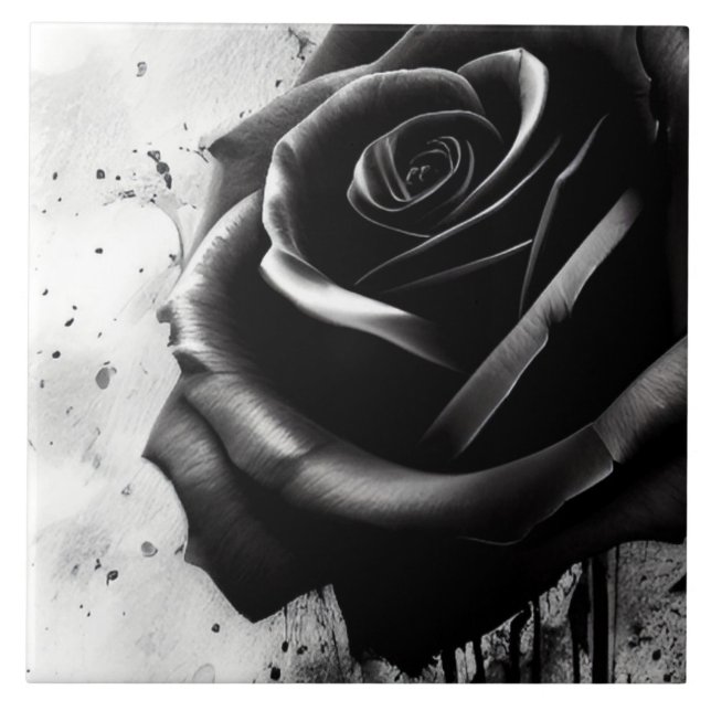 Azulejo Rosa negro elegante (Frente)