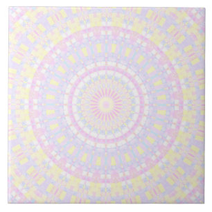 Azulejo Rosa Pastel, Amarillo, Kaleidoscopio Azul