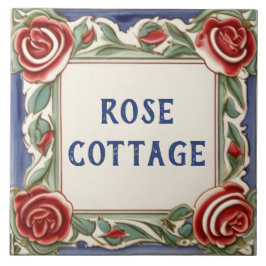 Azulejo Rosa Personalizado de flores Nombre placa Rótulo p