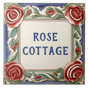 Azulejo Rosa Personalizado de flores Nombre placa Rótulo p
