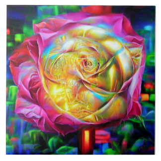Azulejo Rosa psicodélico arcoiris