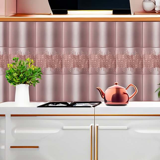 Azulejo Rosa Purpurina Gold Perfora Patrón sin inconvenien (Rose Gold Glitter Drips Seamless Pattern Version 2 and Version 1 Ceramic Tile combination)