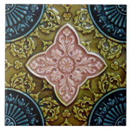 Azulejo Rosa Repro Histórico, Verde, Indigo Majólica