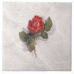 Azulejo Rosa Roja elegante sobre la Mármol Gris BG<br><div class="desc">Moda y elegante rosa rojo vintage sobre fondo de mármol gris.</div>