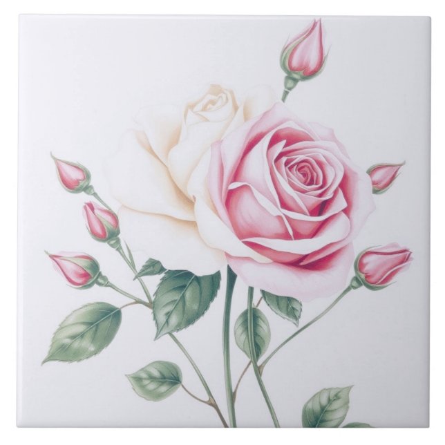 Azulejo Rosa rosa (Frente)