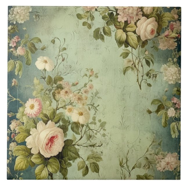 Azulejo Rosa Rubor Verde Oscuro  (Frente)