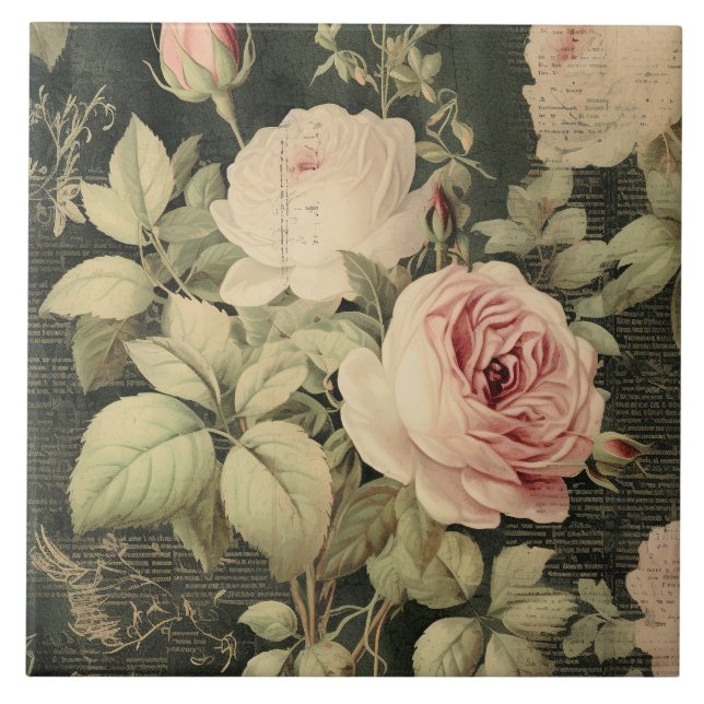 Azulejo Rosa Rubor Verde Oscuro  (Frente)