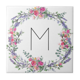 Azulejo Rosa salvaje rosa Lavender y eucalipto