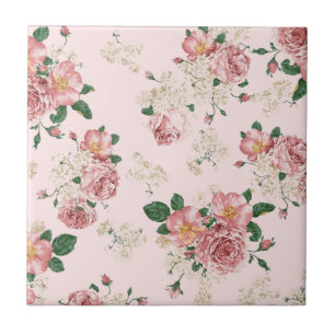 Azulejo Rosa sobre la flor vinícola rosa