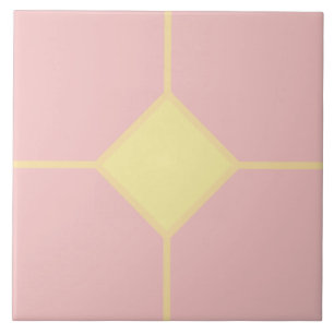 Azulejo Rosa suave y cruz de diamantes albaricoque claro