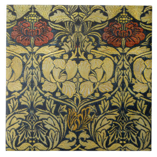 Azulejo Rosa Tulipán Dorado William Morris Papel Pintado V