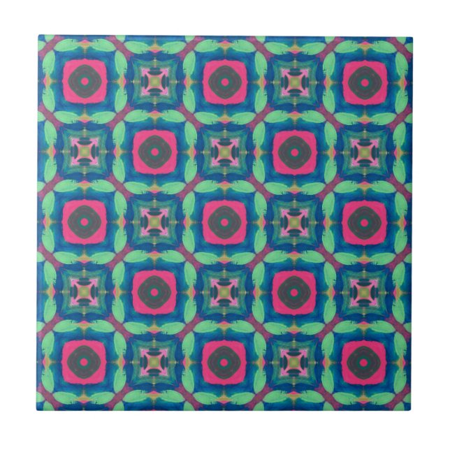 Azulejo Rosa, verde y azul (Frente)