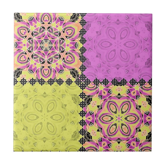 Azulejo Rosa y cal, patchwork (Frente)