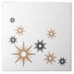 Azulejo Rosa y Plata Moderno Starburst de Mediados del Sig<br><div class="desc">Diseño de inspiración moderna de mediados del siglo XX con estrenos retro vintage en tonos rosa y gris plateado sobre fondo blanco. Diseño sencillo y moderno.</div>