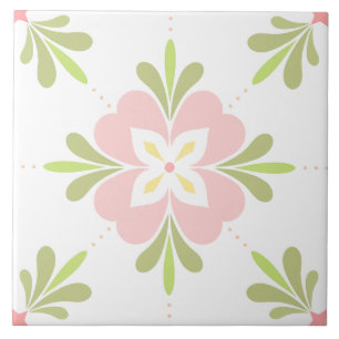 Azulejo Rosa y Salto de Flor Mediterráneo