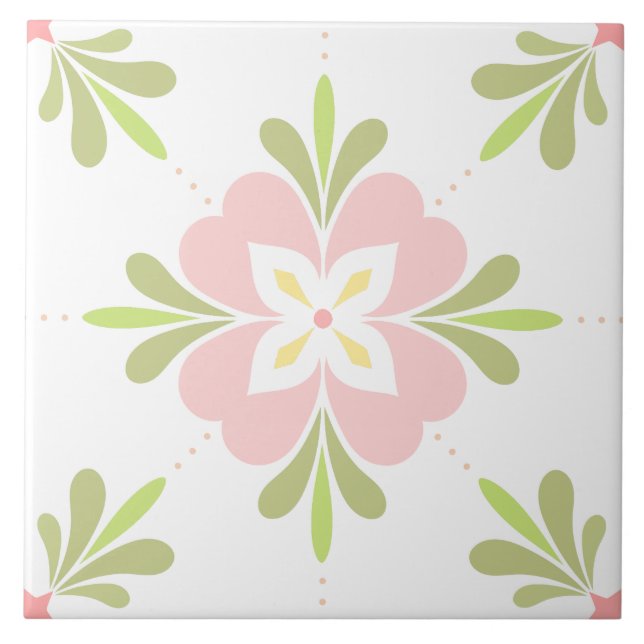 Azulejo Rosa y Salto de Flor Mediterráneo (Frente)
