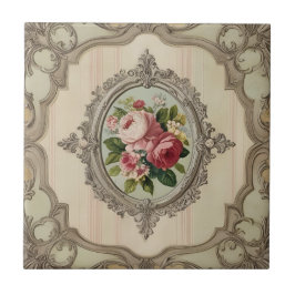 Azulejo Rosas Antiguas Enmarcadas