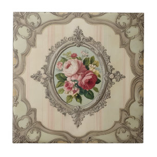 Azulejo Rosas Antiguas Enmarcadas
