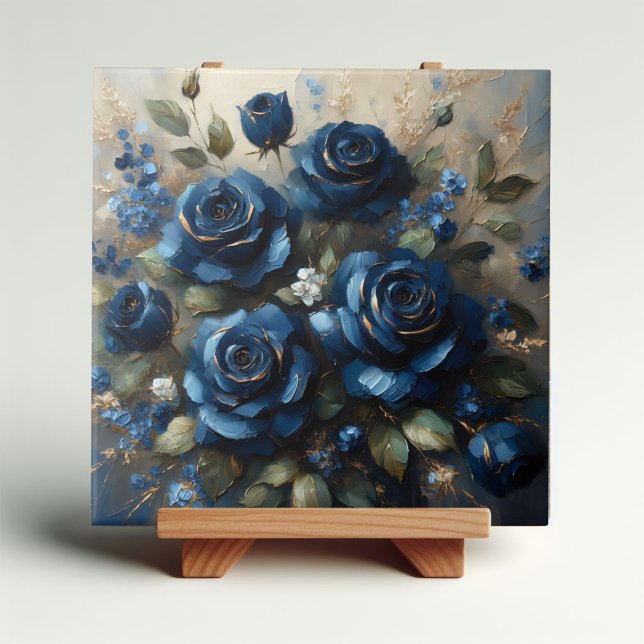 Azulejo Rosas azules de la marina Oro Gilding Impresionant (Subido por el creador)