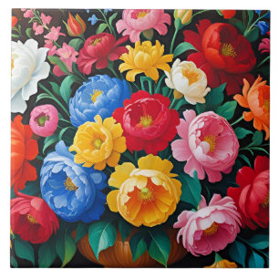 Azulejo Rosas brillantes y coloridas