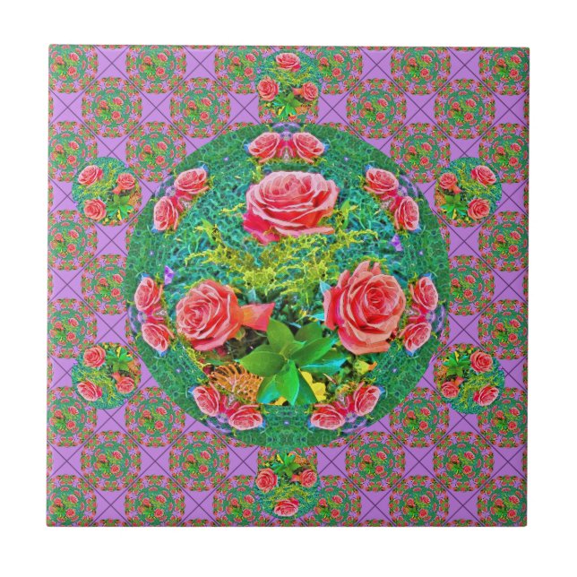 Azulejo Rosas color agua rosa (Frente)