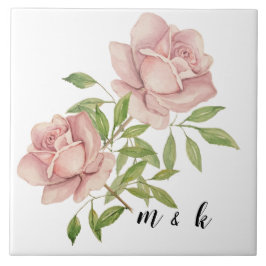 Azulejo Rosas de acuarela violeta sonrojado