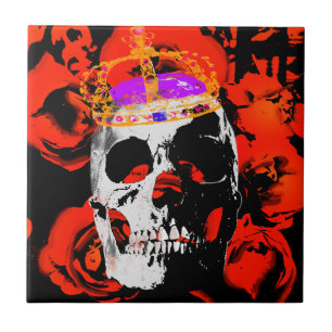 Azulejo Rosas de Edgy King Skull Crown