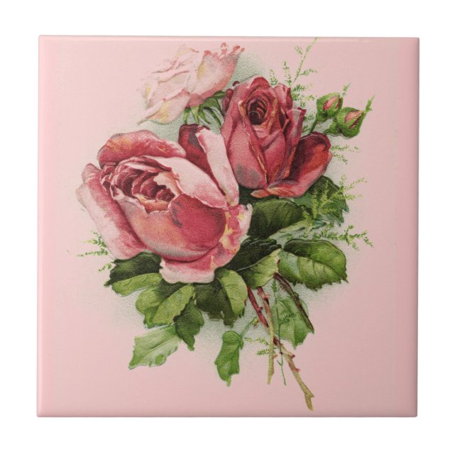 Azulejo Rosas de época de arte de época (Frente)