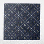 Azulejo Rosas de oro azul de la Marina Elegante<br><div class="desc">Baldosa azul marino con rosas de oro. El código hexadecimal para el azul marino es #202A44.</div>