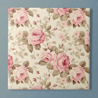Azulejo Rosas de Pétalo Rosa Elegancia