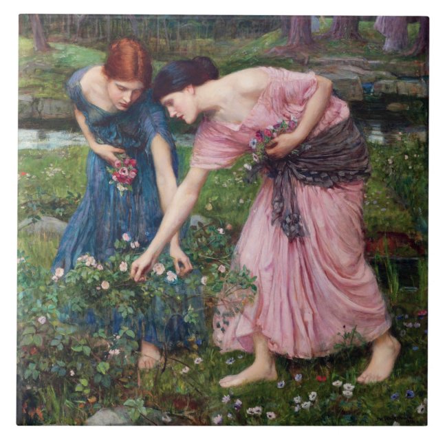 Azulejo Rosas de selección de damas, John William Waterhou (Frente)
