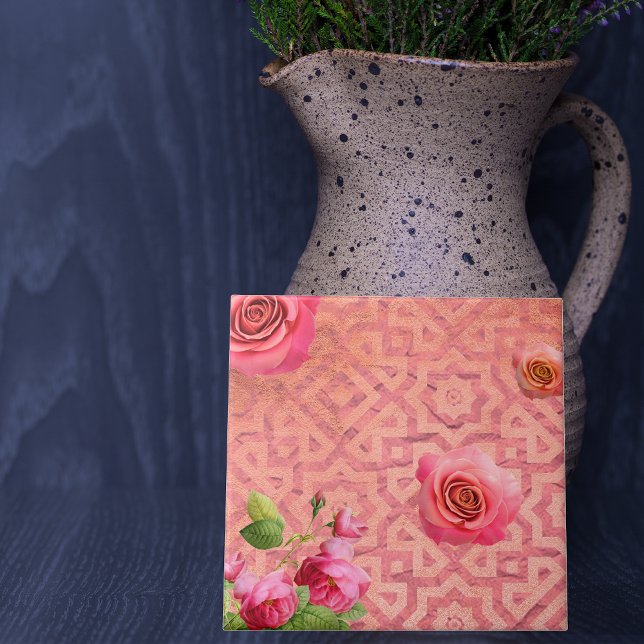 Azulejo Rosas En Patrón Antiguo Antiguo Rosa Marroquí (Subido por el creador)