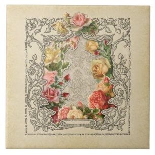 Azulejo Rosas esculpidos vintage romántico