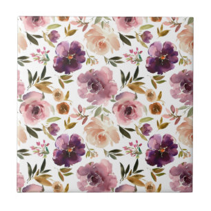 Azulejo Rosas Floral Rosa Morado baño