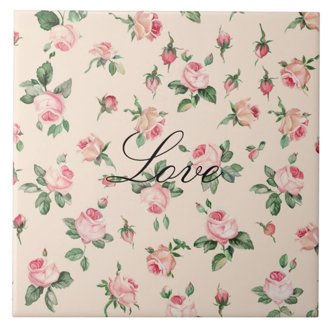 Azulejo Rosas Florales Rosadas Lindas (Frente)