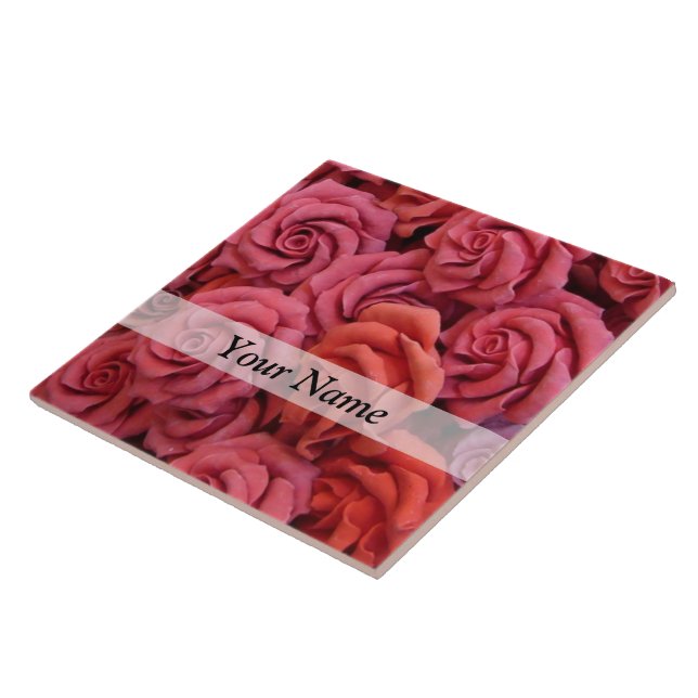 Azulejo Rosas florales rosas (Lado)