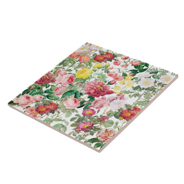 Azulejo Rosas florales Vintage Spring Garden (Lado)