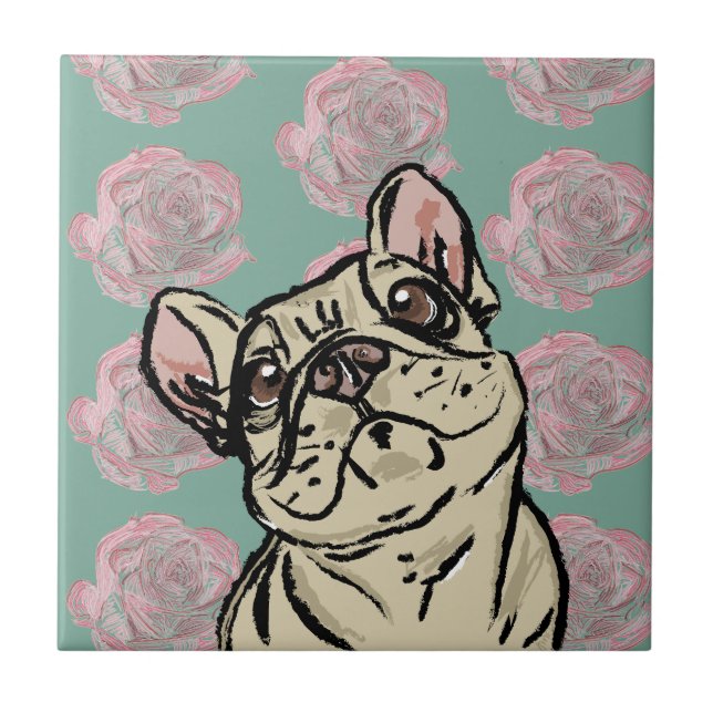 Azulejo Rosas Frenchie (Frente)