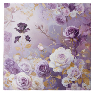 Azulejo Rosas modernas moradas/ rosadas/ blancas